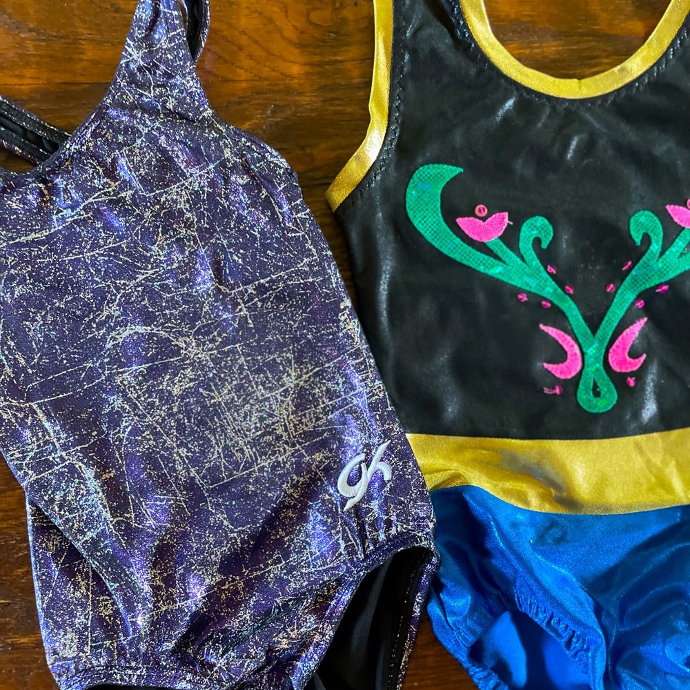 Lot of 2 CXS Girls Leotards GK and Custom Anna Frozen Leotard
